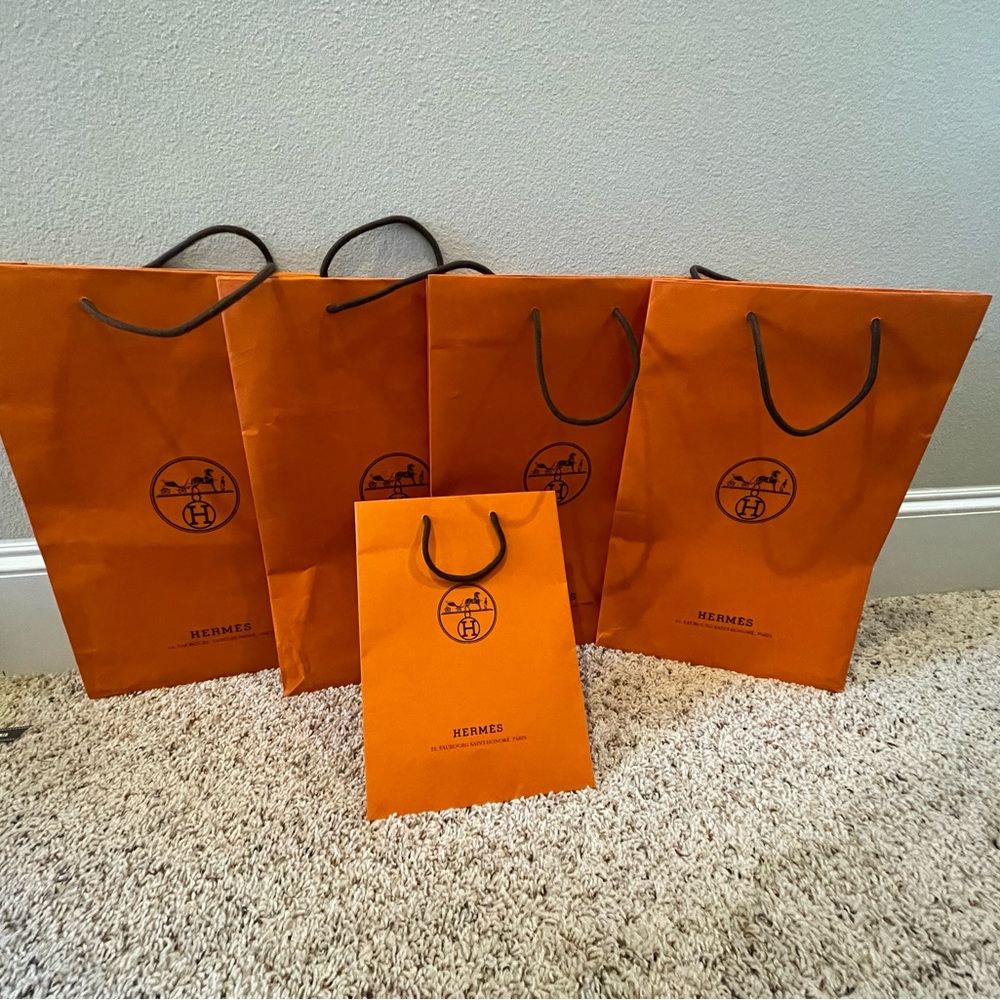 Lot of 5 Hermes Shopping Bags